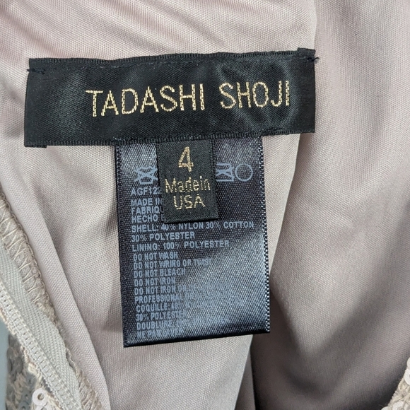 Tadashi Shoji Paillette Embroidered Tulle ¾ Sleeve Dress - Picture 7 of 7